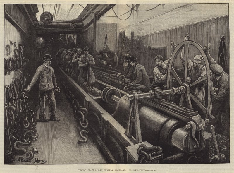 Testing Chain Cables, Chatham Dockyard, Slacking Off by William Bazett Murray
