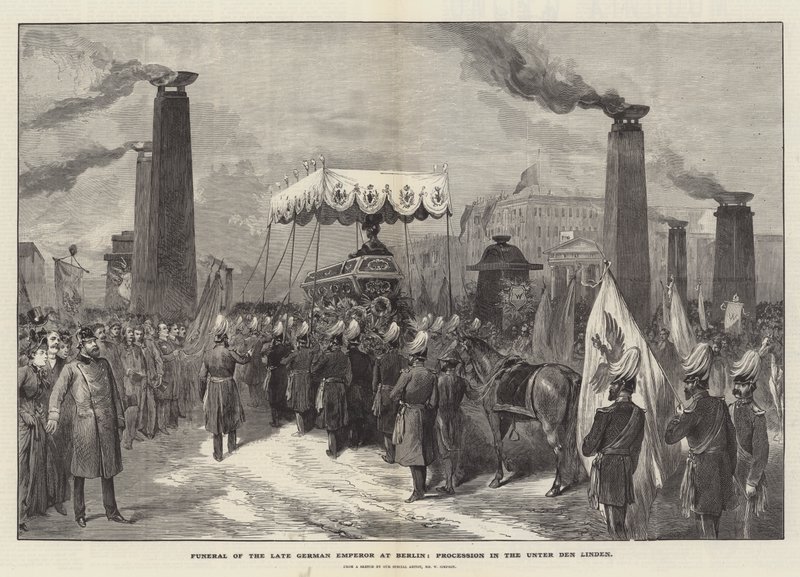 Funeral of the Late German Emperor at Berlin, Procession in the Unter den Linden by William Crimea Simpson