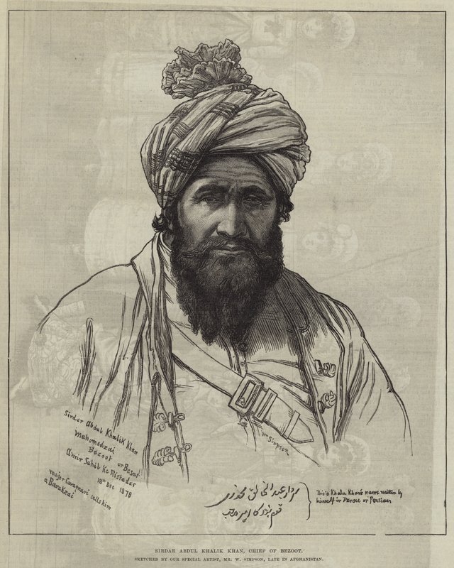 Sirdar Abdul Khalik Khan, Chief of Bezoot by William Crimea Simpson