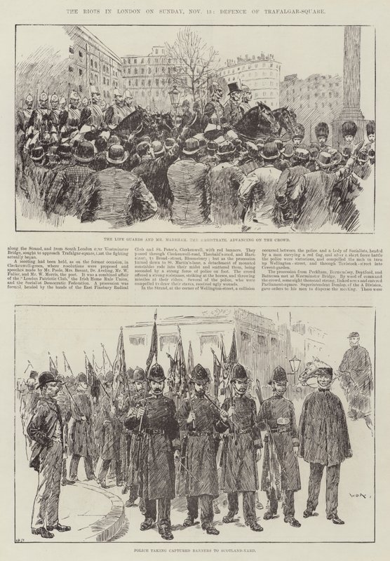 The Riots in London on Sunday, 13 November, Defence of Trafalgar-Square by William Douglas Almond