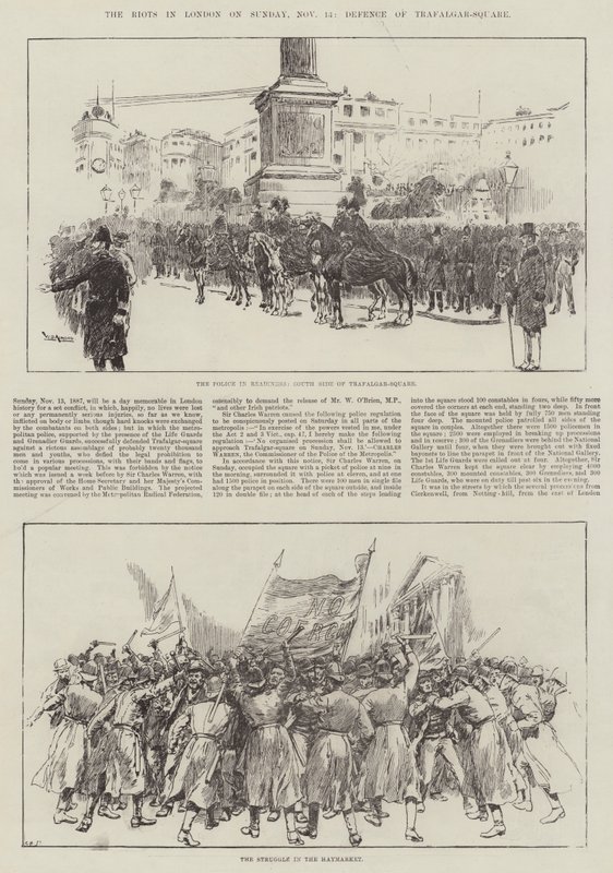 The Riots in London on Sunday, 13 November, Defence of Trafalgar-Square by William Douglas Almond