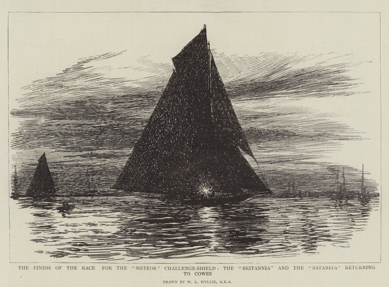 The Finish of the Race for the Meteor Challenge-Shield, the Britannia and the Satanita Returning to Cowes by William Lionel Wyllie