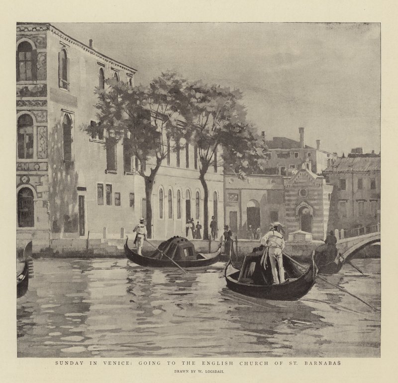 Sunday in Venice, going to the English Church of St Barnabas by William Logsdail