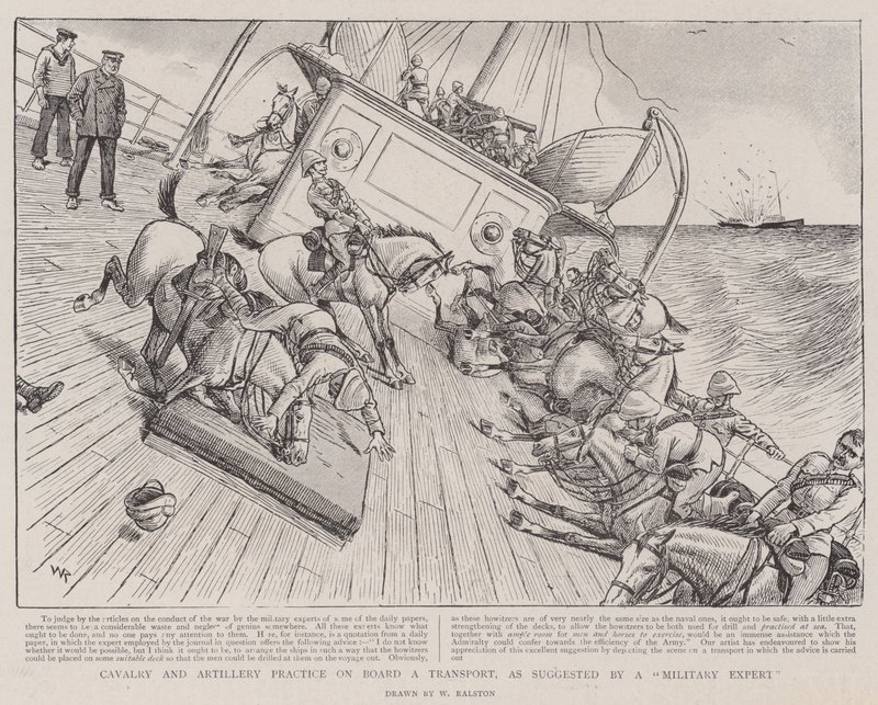 Cavalry and Artillery Practice on Board a Transport, as Suggested by a Military Expert by William Ralston