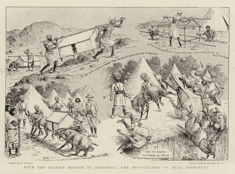 With the British Mission to Abyssinia, the Difficulties of Mule Transport by William Ralston