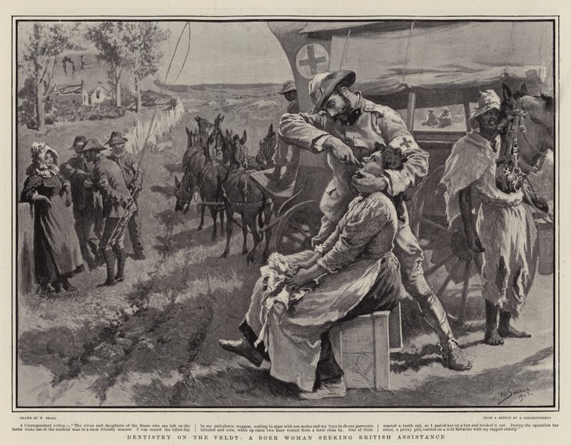 Dentistry on the Veldt, a Boer Woman seeking British Assistance by William Small