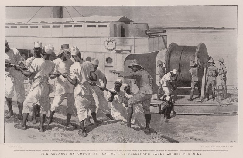 The Advance on Omdurman, laying the Telegraph Cable across the Nile by William Small