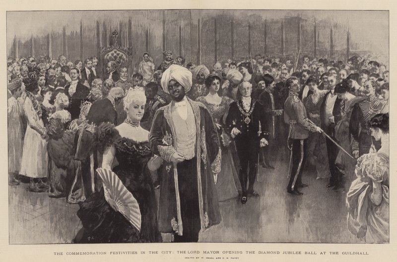 The Commemoration Festivities in the City, the Lord Mayor opening the Diamond Jubilee Ball at the Guildhall by William Small