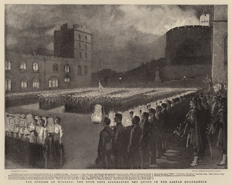 The Jubilee at Windsor, the Eton Boys serenading the Queen in the Castle Quadrangle by William Small