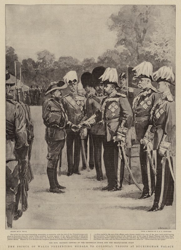 The Prince of Wales presenting Medals to Colonial Troops at Buckingham Palace by William Small