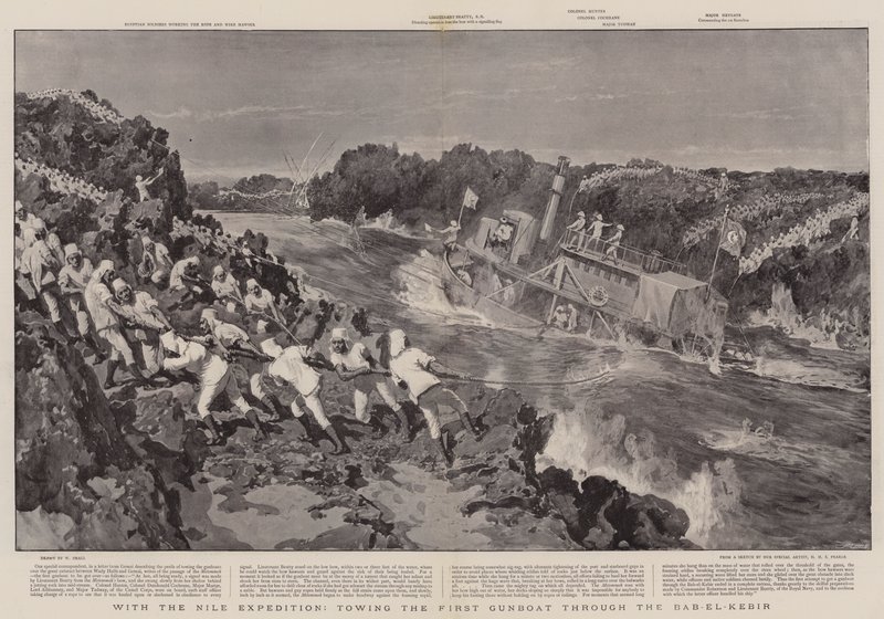With the Nile Expedition, Towing the First Gunboat through the Bab-el-Kebir by William Small