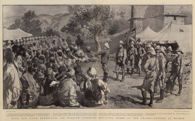 With the Tirah Expedition, Sir William Lockhart dictating Terms to the Orakzai-Afridis at Maidan by William Small