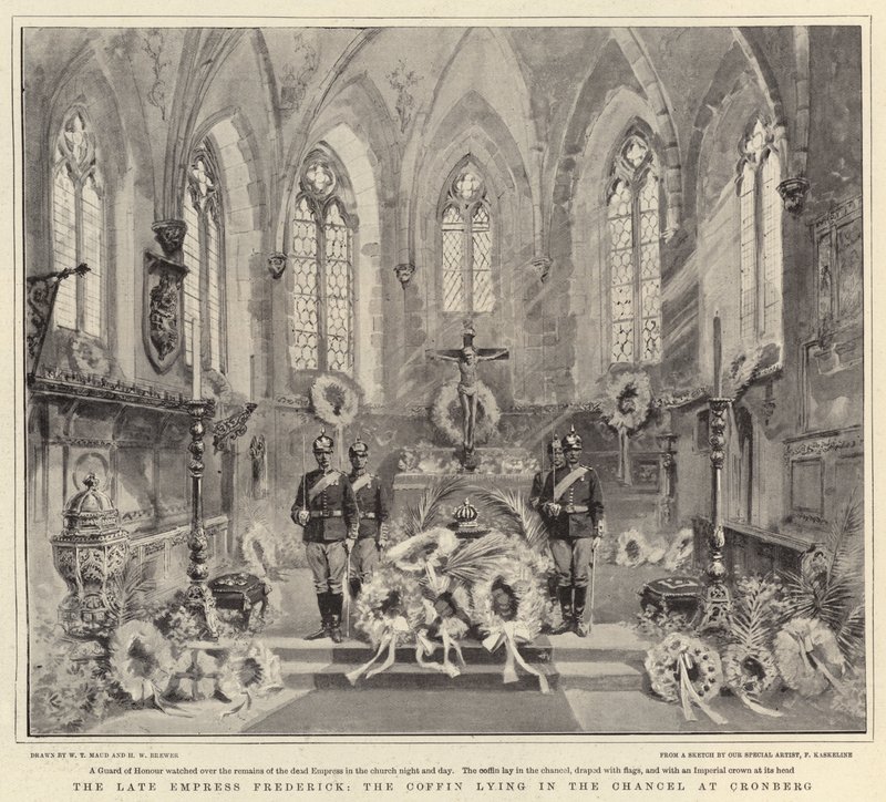 The Late Empress Frederick, the Coffin lying in the Chancel at Cronberg by William T. Maud