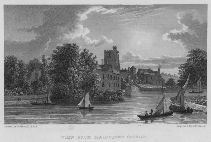 View from Maidstone Bridge (engraving) by William (after) Westall