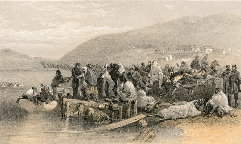 Embarkation of the sick at Balaklava by William Crimea Simpson