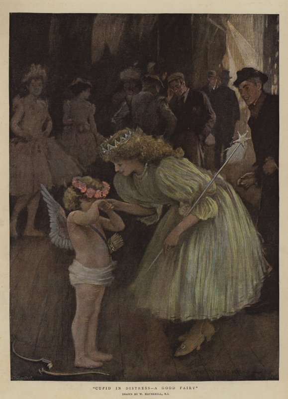 Cupid in Distress, a Good Fairy by William Hatherell