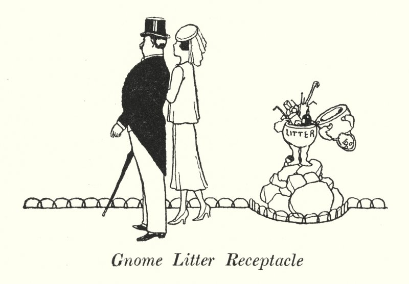 Gnome Litter Receptacle by William Heath Robinson