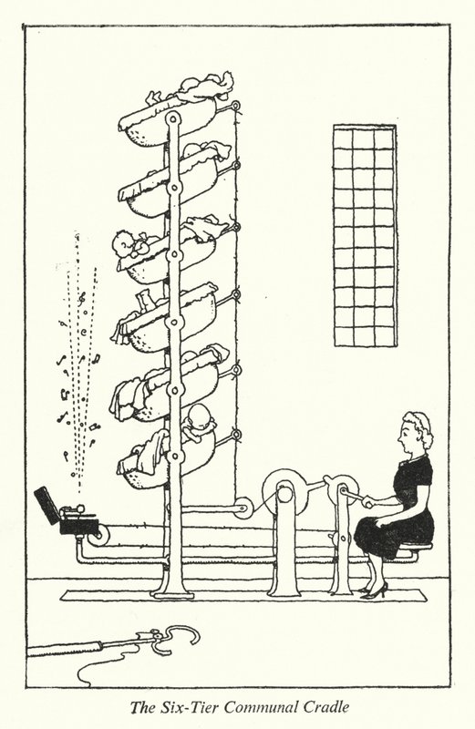 The Six-Tier Communal Cradle by William Heath Robinson