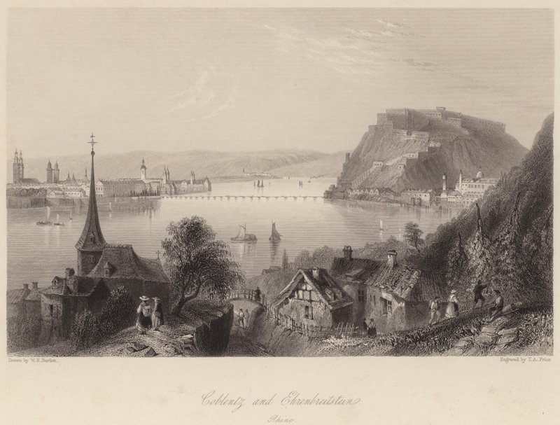 Coblentz and Ehrenbreitstein by William Henry (after) Bartlett