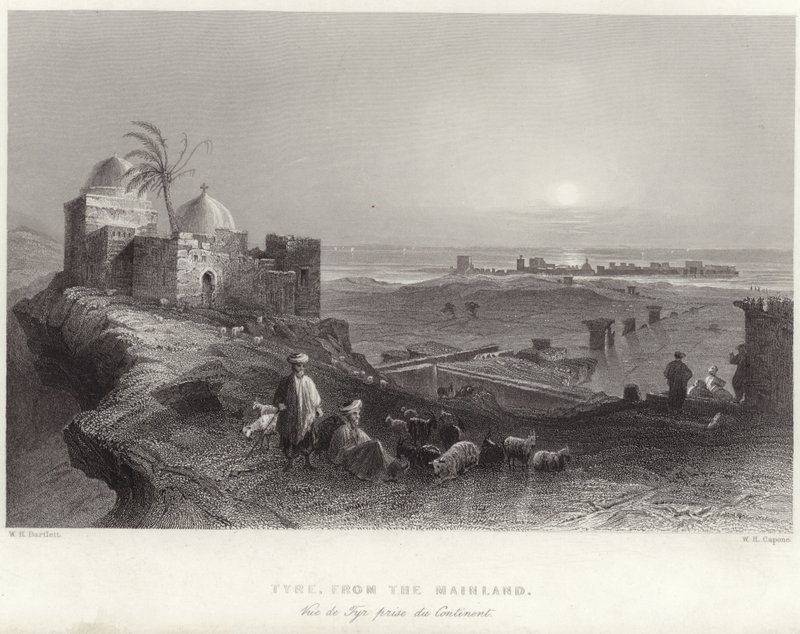 Tyre from the mainland by William Henry Bartlett