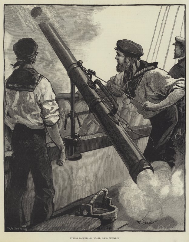 Firing Rockets on Board HMS Monarch by William Heysham Overend
