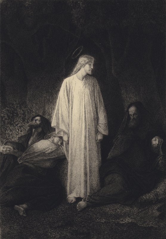 Jesus and the Sleeping Disciples by after Albert Robida