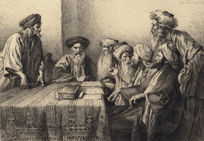 Judas Before the Sanhedrim by after Albert Robida