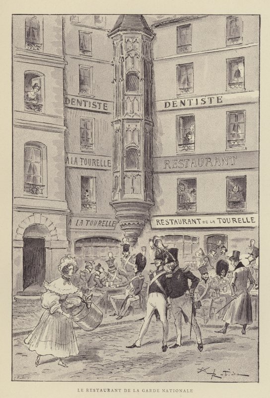 The Restaurant of the National Guard by after Albert Robida