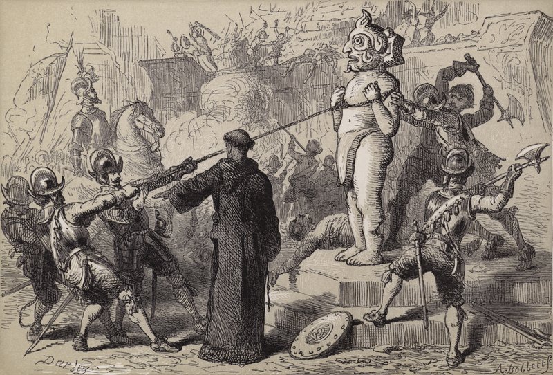 Spaniards Destroying Mexican Idols by after Felix Octavius Carr Darley