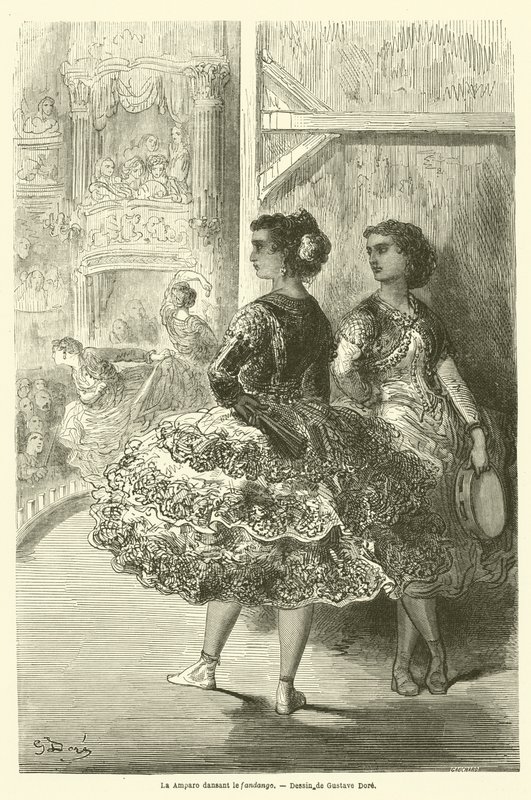 La Amparo Dancing the Fandango by Gustave after Dore