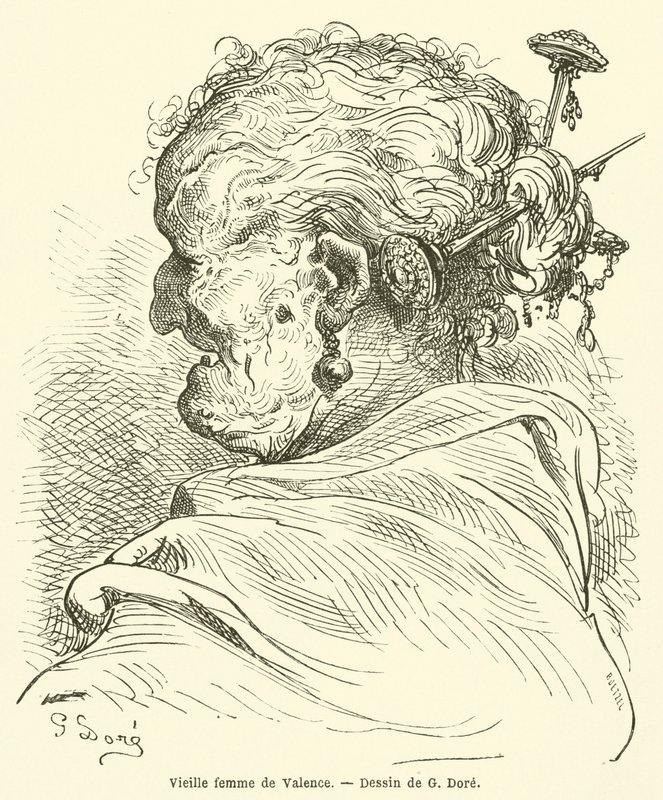 Old Woman from Valencia by Gustave after Dore