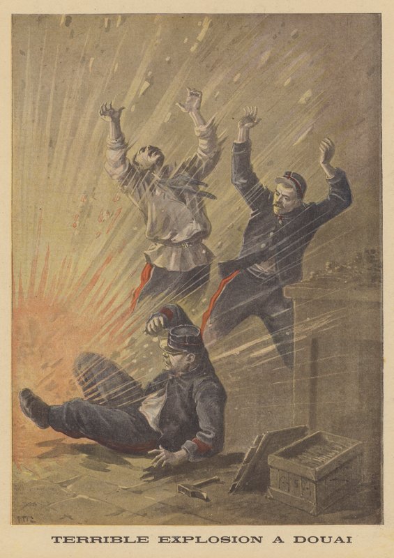 Terrible explosion at Douai by after Henri Meyer