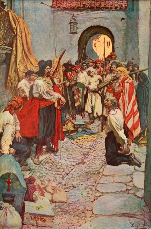 Extorting tribute from the citizens by after Howard Pyle