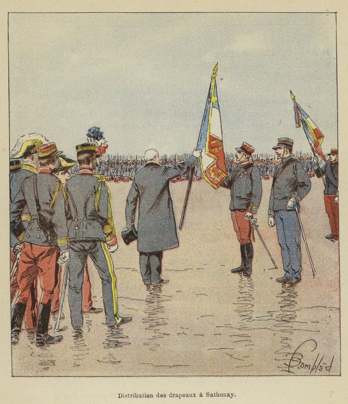 Distribution of Flags in Sathonay by after Louis Charles Bombled