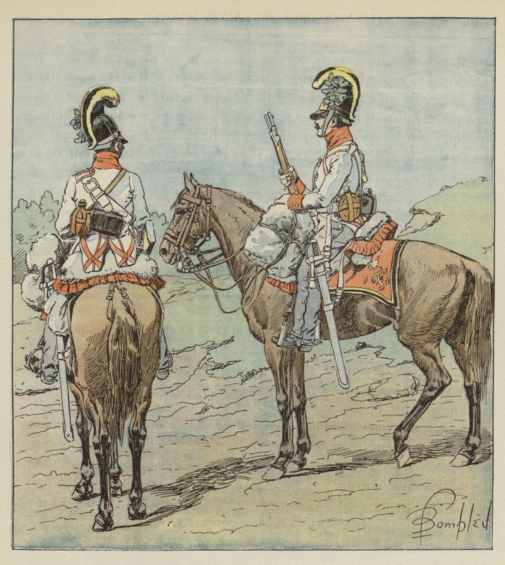 Austrian Dragoons on Patrol by after Louis Charles Bombled