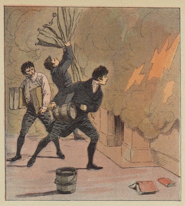 Fire at Longwood by after Louis Charles Bombled