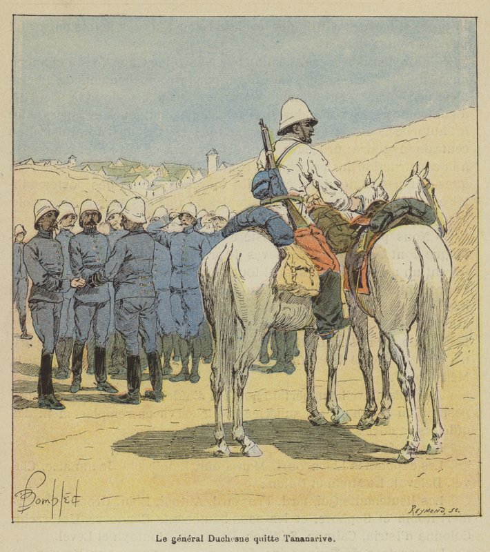 General Duchesne Leaving Tananarive by after Louis Charles Bombled