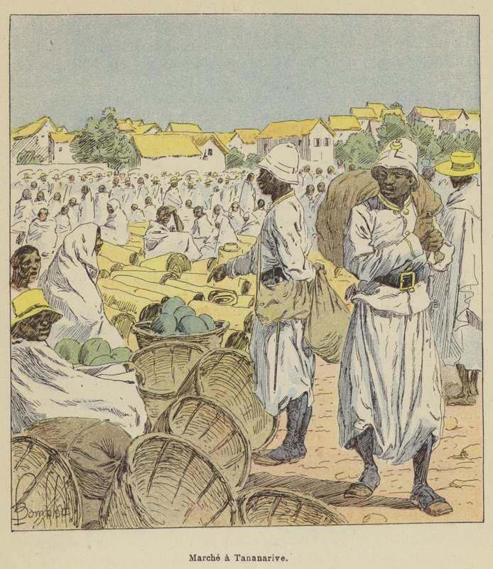 Market in Tananarive by after Louis Charles Bombled