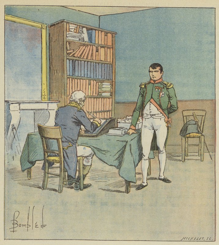 Napoleon dictates the Egyptian campaign by after Louis Charles Bombled