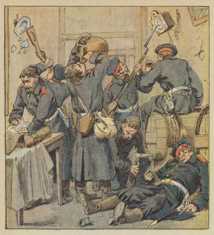 Scene of Looting at Saint-Calais by after Louis Charles Bombled