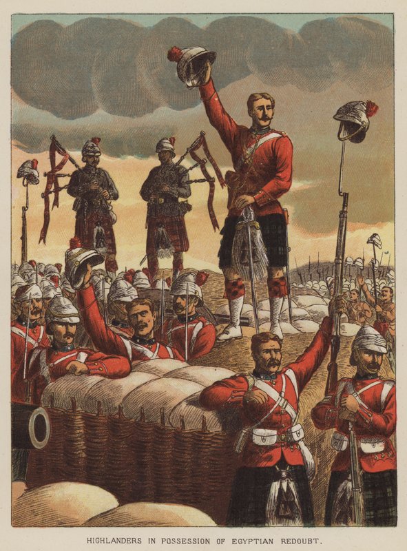 Highlanders in possession of Egyptian redoubt by after Richard Simkin